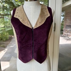 Gorgeous Purple Cream Jeweled Suede Vest